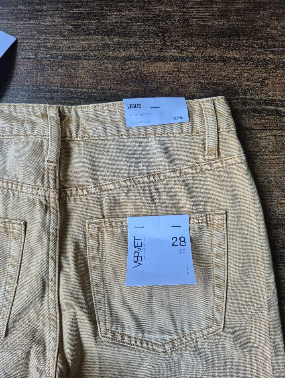 Vervet Leslie 90s Vintage Flare High Rise Tan Distressed Size 28 - Picture 7 of 9